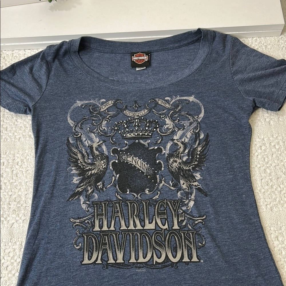 Harley Davidson Wisconsin Dells, WI Blue Graphic T-Shirt Women’s size large